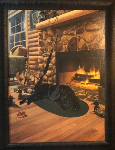 Scot Storm Day's End Black Lab Hunting  Art Print-Framed