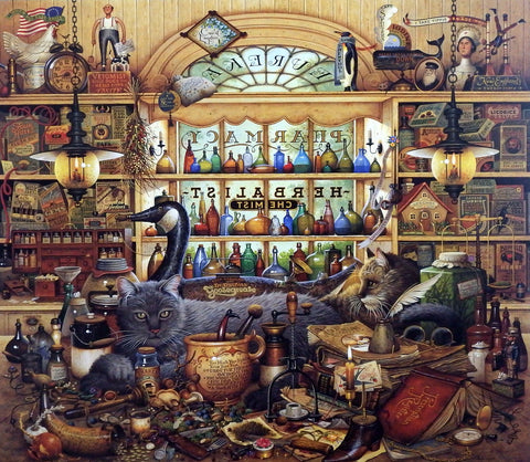 Charles Wysocki Cat Picture in Pharmacy