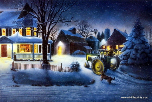 Doug Knutson Farm John Deere Art Print Evening Chores