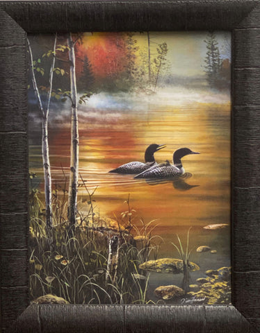 Jim Hansel Family Outing Loon Lake Art Print-Framed 15 x 19