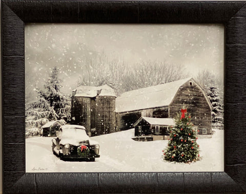 Lori Deiter Farmhouse Christmas Farm Art Print-Framed 19 x 15