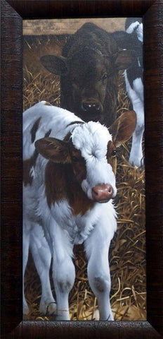 Jerry Gadamus Cow Print Feedin Time S/N with Certificate-Framed