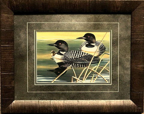 Cynthie Fisher Calm Reflections Loon Family Art Print-Framed