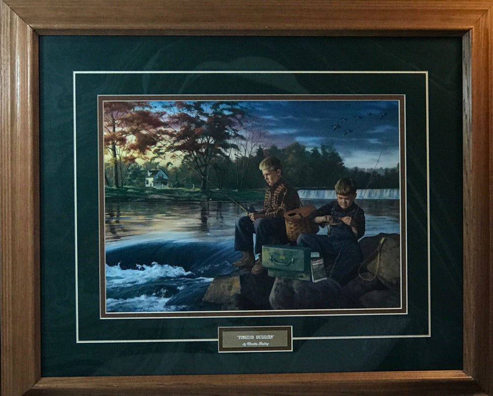 Charles Freitag Fishing Buddies Art PrintFramed
