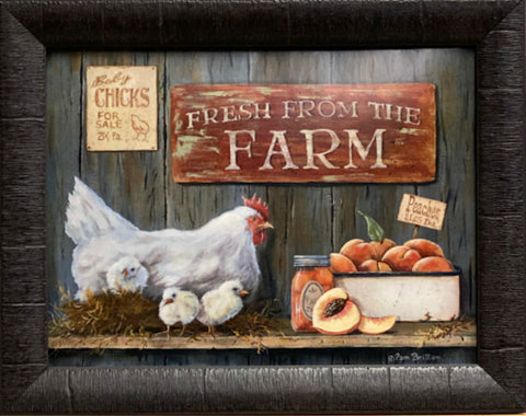 Pam Britton Fresh from the Farm Chicken Art Print-Framed