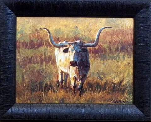 Gennusa Evening Light Steer Art Print-Framed