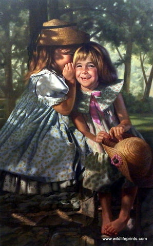 Bob Byerley Children's Print Little Girls Sharing Secrets