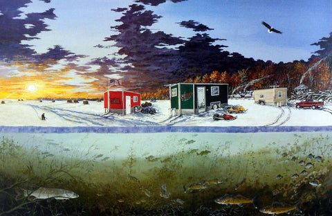 Donald Blakney Ice Fishing Print Ice Castles Mille Lacs Lake