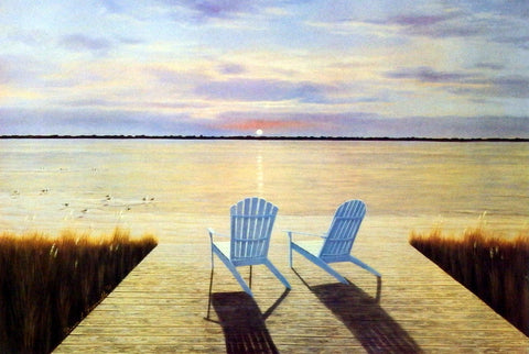 Diane Romanello Beach Art Print with Adirondack Chairs
