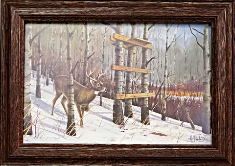 Les Kouba Left to Soon Deer Hunting Decorator Print Framed 14.5 x 10.5