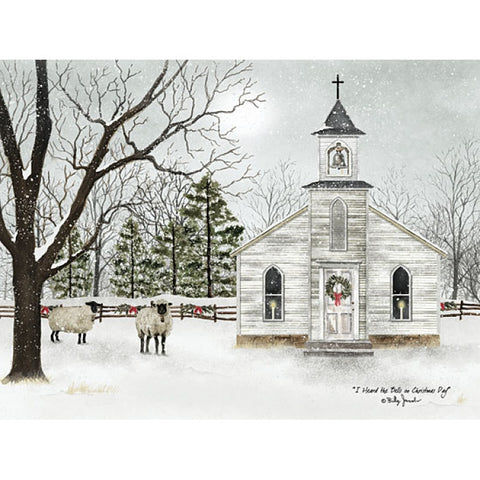 Billy Jacobs I heard the bells on Christmas Day Church and Sheep Art Print