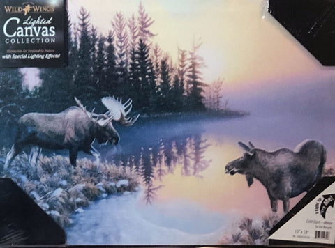Jim Kasper Cold Start Moose at Daybreak Lighted Wrapped Canvas Art Print