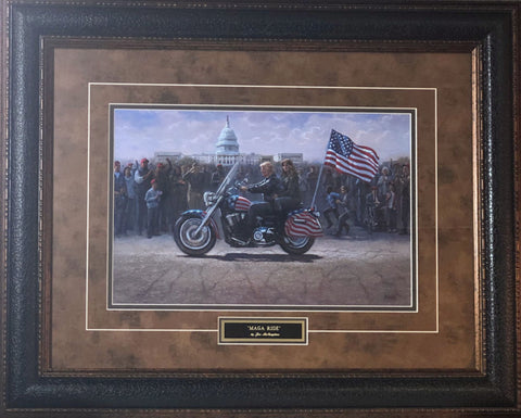 Jon McNaughton MAGA ride Motorcycle Art Print-Framed