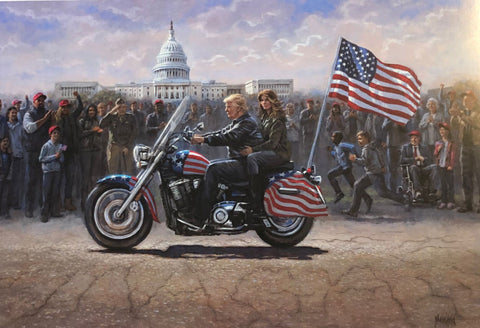 Jon McNaugton Maga Ride Donald Trump Art Print Signed 24 x 16