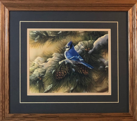 Rosemary Millette December Dawn Blue Jay Art Print-Framed-Free Shipping
