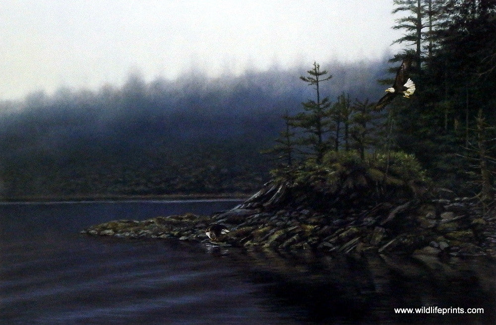 Brian Kuether print of eagles flying MISTY MORNING