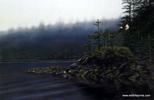 Brian Kuether print of eagles flying MISTY MORNING