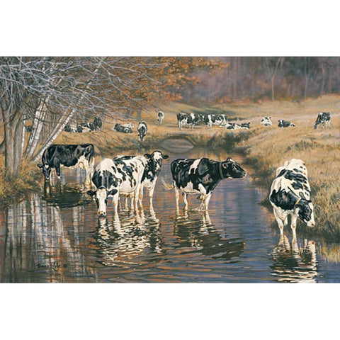 Bonnie Mohr Fall Reflections Cow and Farm Art Print