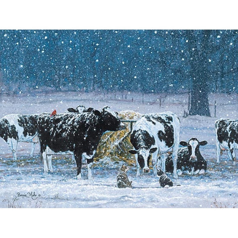 Bonnie Mohr One Snowy Night Cow Farm Art Print