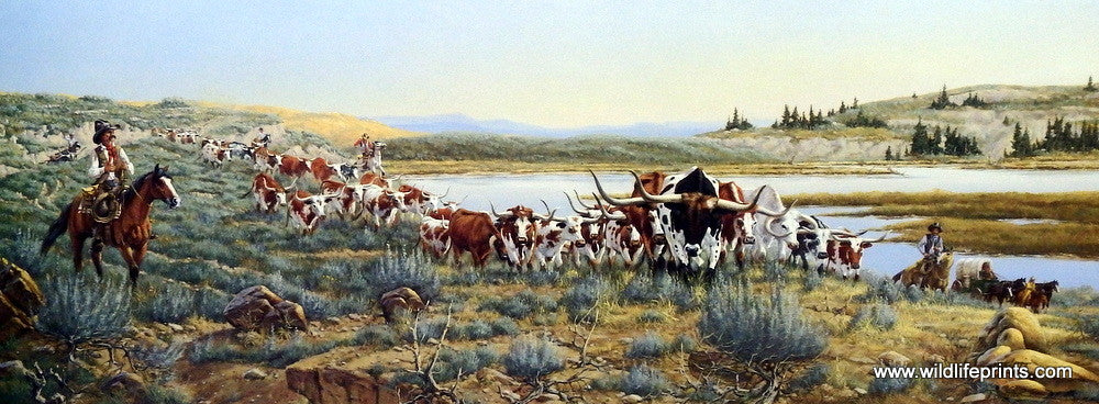Derk Hansen Montana Bound - 34"x 13" Signed and Numbered