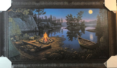 Kim Norlien Moonlight Bay Camping Canoe Art Print-Framed