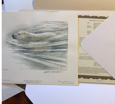 Robert Bateman Swimming Polar Bear Art Print