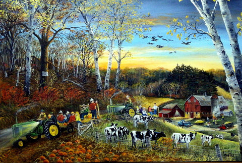 Ray Mertes "Hay Ride" Original on Canvas Art