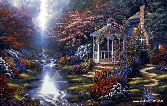 Derk Hansen art print of gazebo in floral garden