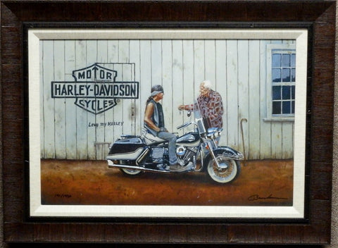 Dave Barnhouse She's All Yours Harley Davidson S/N Canvas-Framed