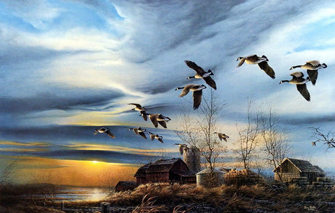 Terry Redlin Canadian Geese print SILENT SUNSET