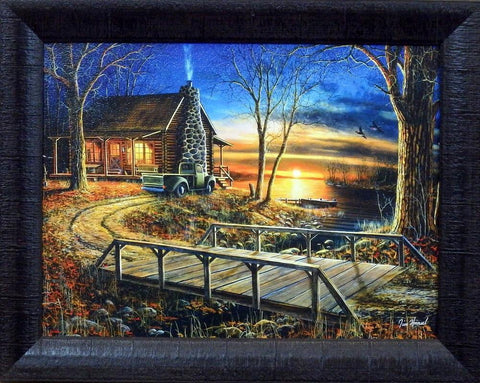 Jim Hansel Simpler Times Cabin Lake Art Print-Framed