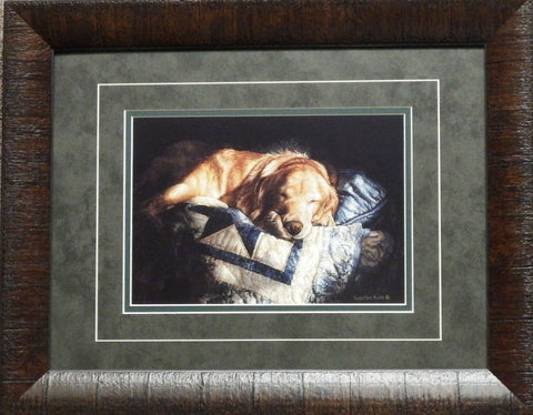 Sueellen Ross Snooze Yellow Lab Print-Framed