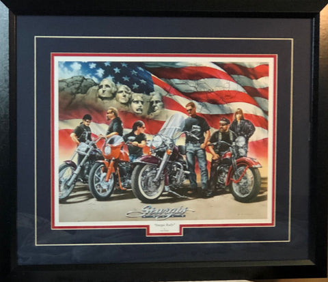 Dan Hatala Sturgis Rally motorcycle art Framed 25.5 x 21.5