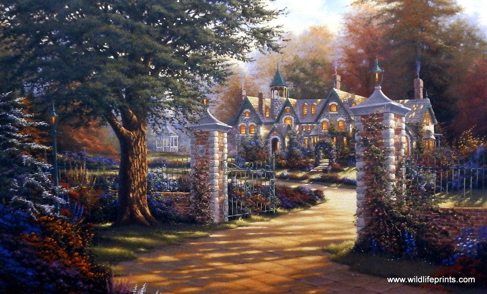 Derk Hansen print cottage in flower garden