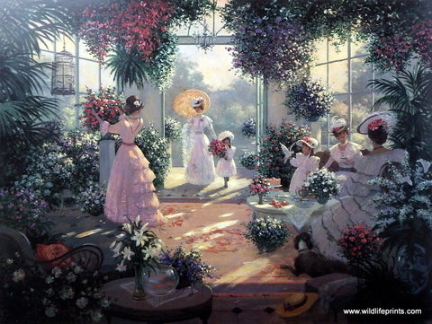 Christa Kieffer Victorian Picture Ladies taking tea in conservatory