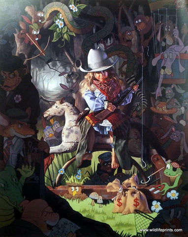 Bob Byerley Children's Print playing cowgirls