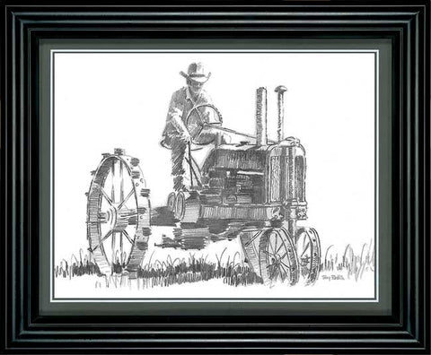 Terry Redlin Tractor Pencil Sketch-Framed