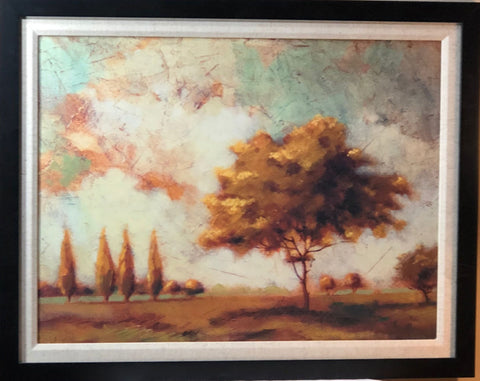 Tuscan Afternoon I Fall Colors Tree Art Print-Framed