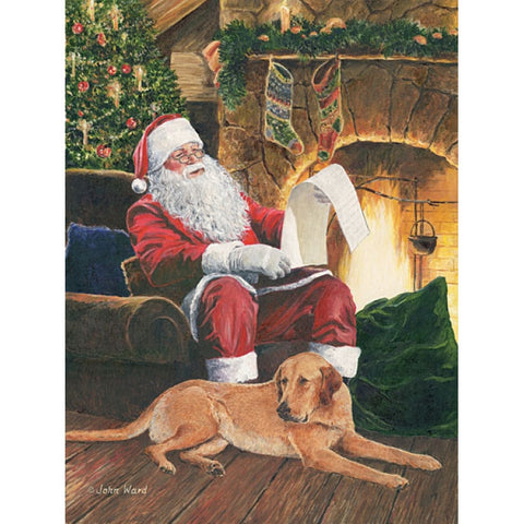Copy of John Ward Checking the List Christmas Holiday Art Print 18 x 24
