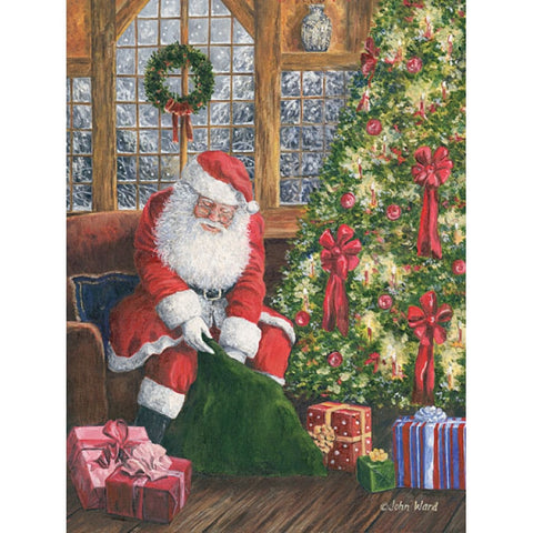 John Ward Santa's Bag Christmas Holiday Art Print 18 x 24