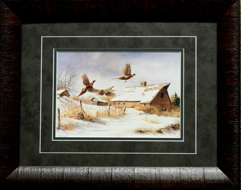 Richard Plasschaert Winter Flight Pheasant Print-Framed