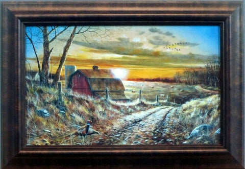 A Road Less Traveled  by Jim Hansel Pheasant print Framed Acrylic 14.5" x 10"