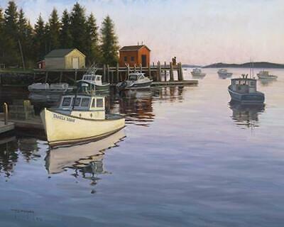 Robert Duncan Evening at Port Clyde Fishing Village  Art Print   20 x 16