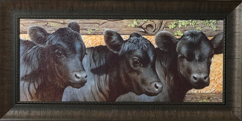 Jerry Gadamus Black Out Black Angus Farm Art Print-Framed 28 x 14