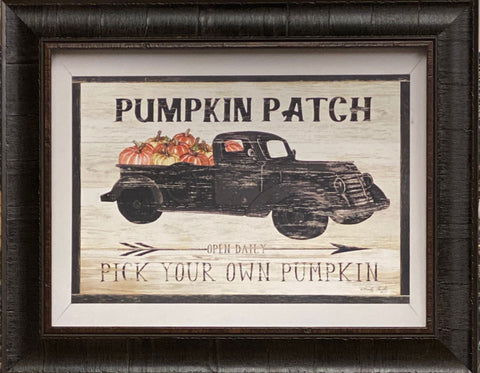 Cindy Jacobs Pumpkin Patch Old Truck Fall Art Print-Framed