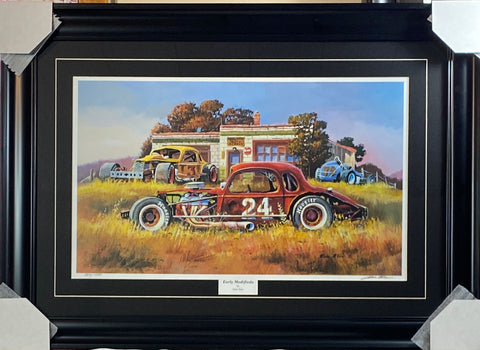 Dale Klee Early Modified Race Car Art Print-Framed 32 x 23