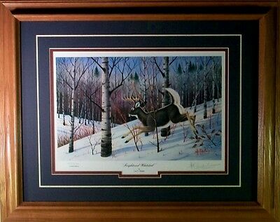 Les Kouba FRIGHTENED WHITETAIL- S/N Deer Print Framed