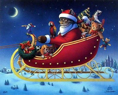 Don Roth " A One Mouse Open Sleigh" Christmas SN Print  13.75" x 11"
