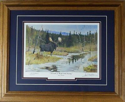 Les Kouba November in Border Lakes Country Moose AP Print-Framed 21 x 17