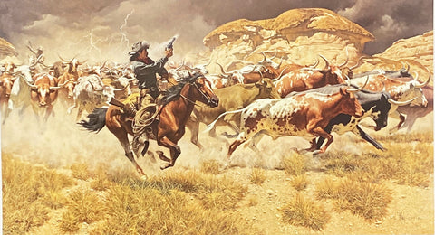 Turning the Leaders Western Art Print by Frank McCarthy Signed/Numbered with COA (32"x28")
